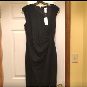 🆕 CACHE Black Dress Asymm Neck Form Flattering 🔥